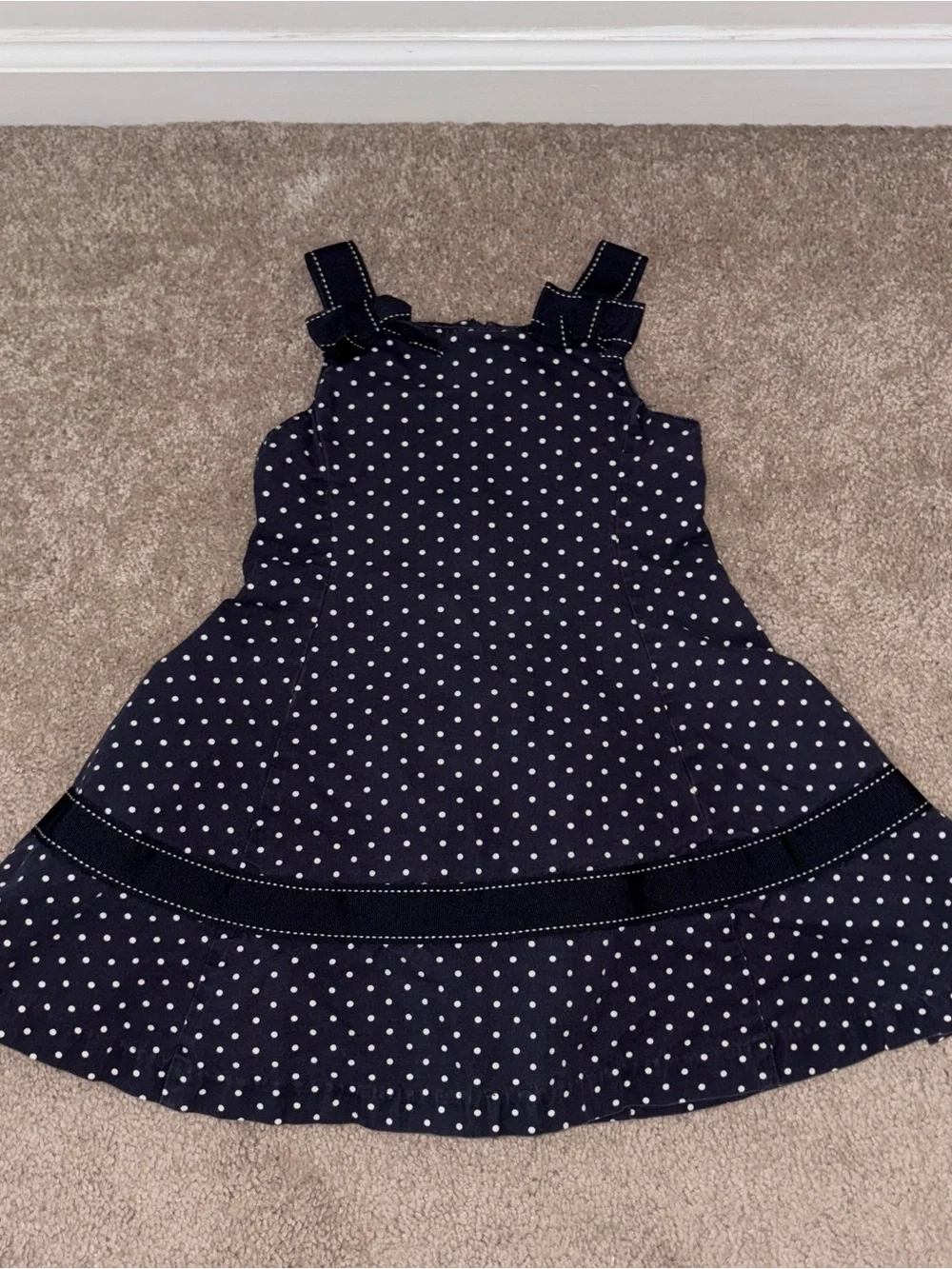 Girl’s Gymboree Navy and White Polka Dot Sundress 4T